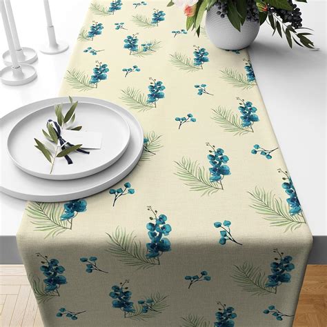 Astitva Cotton Table Runner – 13 x 45 Inches | Beige, Berry Print ...