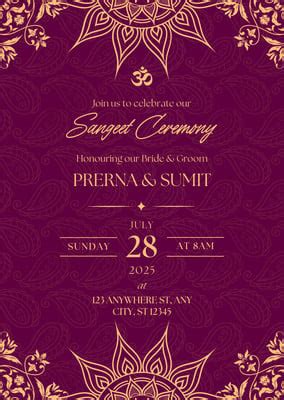 Page 2 - Design Free Customizable Sangeet Invitation Template | Canva