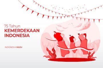 전통적인 게임 개념 일러스트와 함께 인도네시아 독립 기념일 인사말 카드. 75 개의 tahun kemerdekaan 인도네시아는 ...