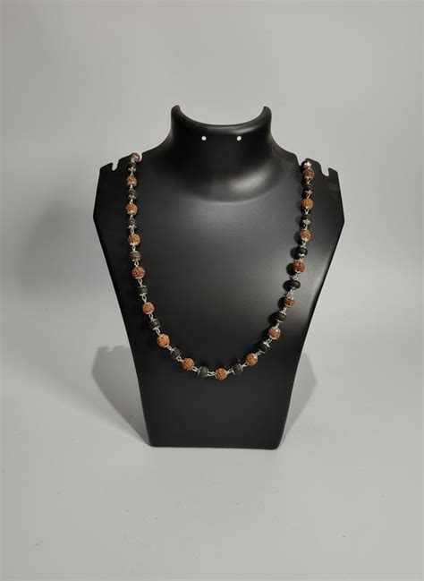 Ebony (Karungali Kattai) Rudraksha Mala combination Metal – Kalyanastrogems