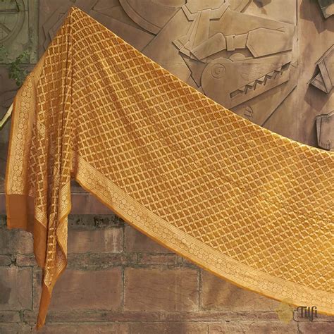 Mustard Pure Georgette Banarasi Bandhani Handloom Saree - Tilfi