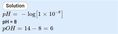The hydroxide ion concentration of a solutions is 1xx10 ^(11) M . What ...