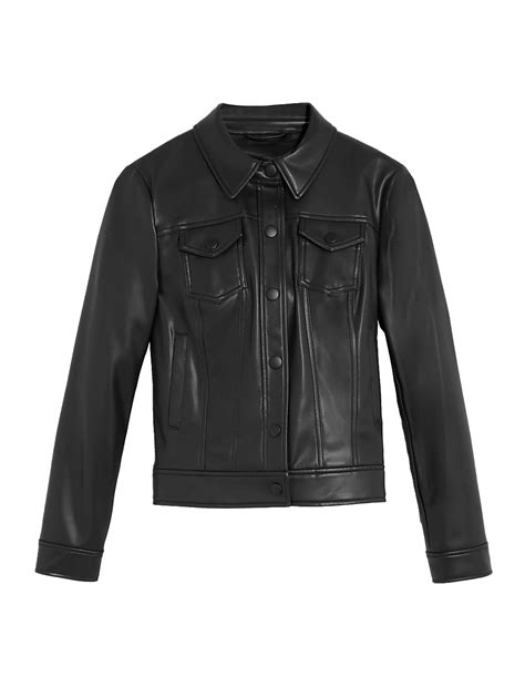 Buy Faux Leather Trucker Jacket at Marks & Spencer
