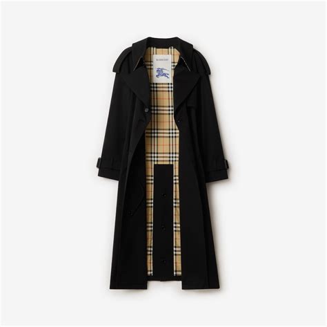 Long Gabardine Fitzrovia Trench Coat in Black - Women | Burberry® Official