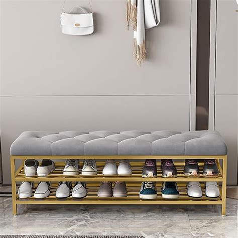 LIXERA Shoe Rack Bench Organizer with Mesh Seat for Bedroom Entry ...