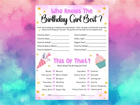 Who Knows the Birthday Girl Best How Well Do You Know the Birthday Girl ...