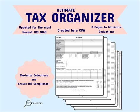 Ultimate Tax Organizer - Printable Tax Organizer for Individuals (1040 ...
