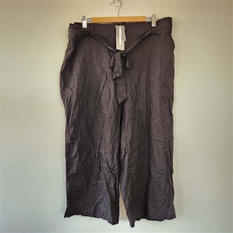 Katies Black Crop Linen Pants Plus Size 16 / XXL(s)