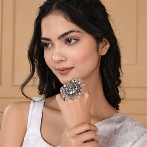 Folklore Collection Colourful Enamel Mandala Ring – VOYLLA