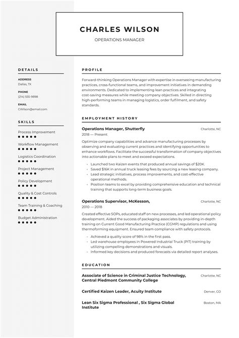 Operations Manager Resume 的图像结果