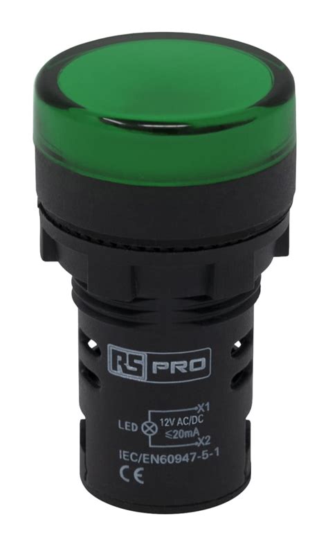 RS PRO | RS PRO, Panel Mount Green LED Pilot Light, 16mm Cutout, IP40 ...