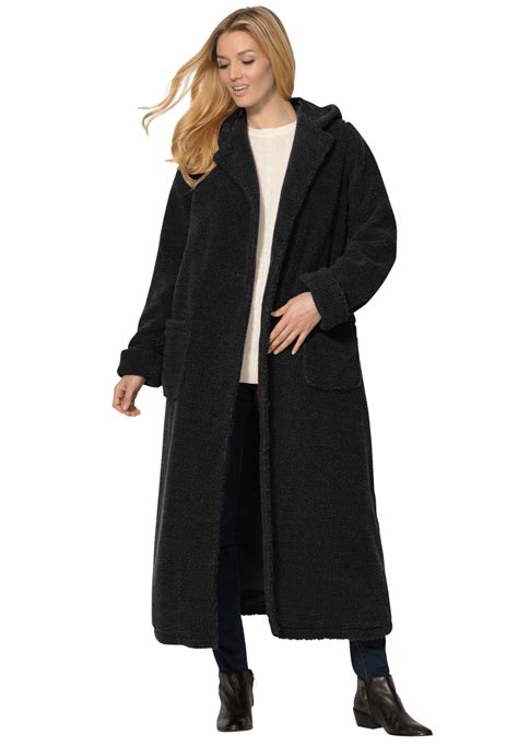 Woman Within - Woman Within Women's Plus Size Long Hooded Berber Fleece ...
