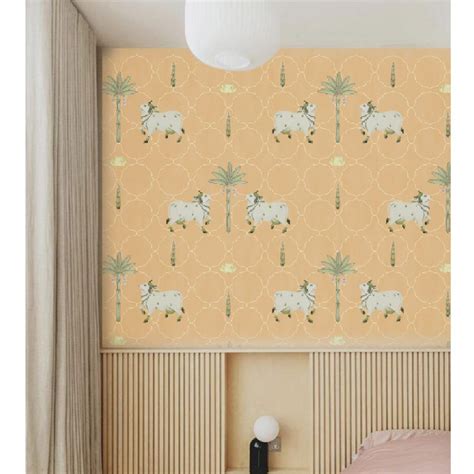 Wall Paper - Classic Pichwai Theme - Cows & Banana Pattern – Trove ...