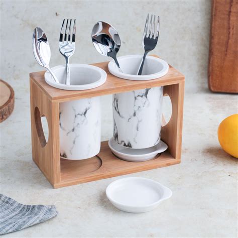 Marble Cutlery Holder Online - Premium Cutlery Holder | Nestasia