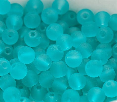 200pc Frosted Glass 6mm 8mm Dark Sea Foam Green, - Etsy