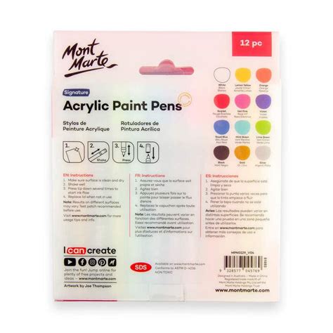 Mont Marte Acrylic Paint Pens Signature Fine Tip Set of 12 — Mango
