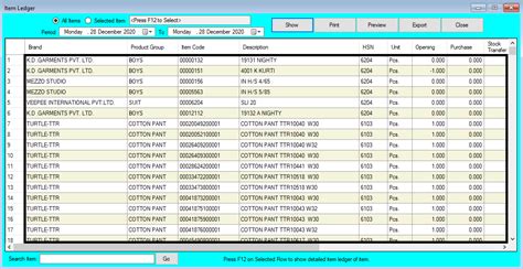 Item Ledger Help Guide