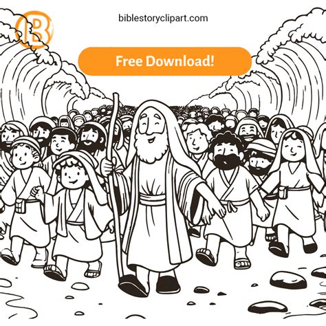 Moses and the Israelites crossing the Red Sea Coloring Page | Crossing ...