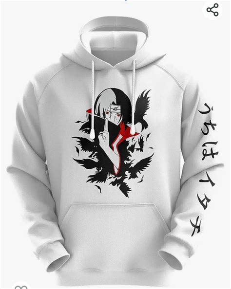 Itachi Anime Hoodie, White Printed Hoodie