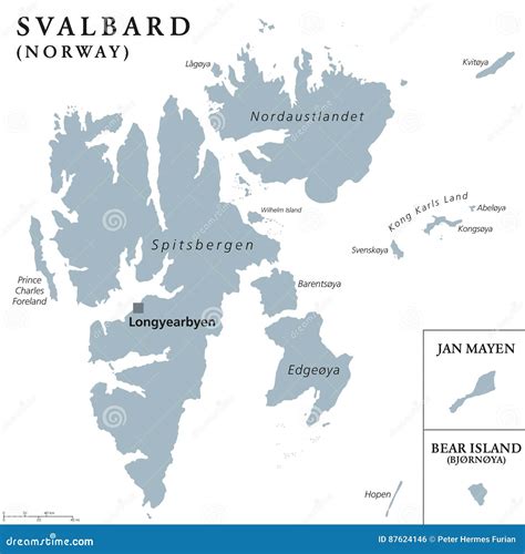 Svalbard, Jan Mayen En Draagt Eiland Politieke Kaart Vector Illustratie ...