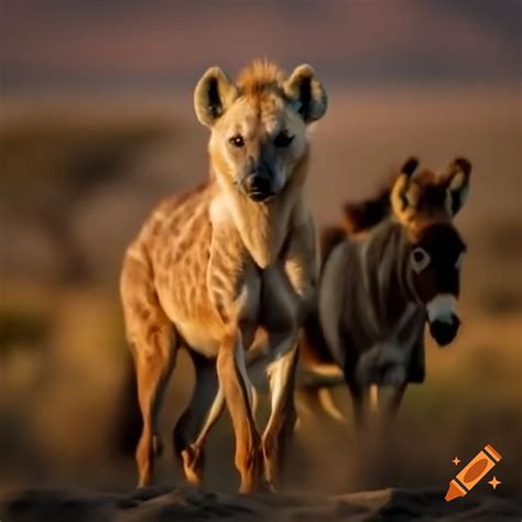 Hybrid animal resembling a mix of hyena, horse, and donkey on Craiyon