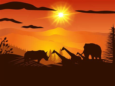 Silhouettes of wildlife in nature 5724017 Vector Art at Vecteezy