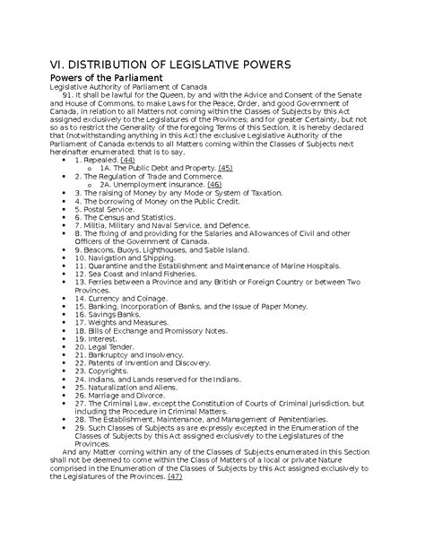 Distribution OF Legislative Powers - VI. DISTRIBUTION OF LEGISLATIVE POWERS Powers of the ...