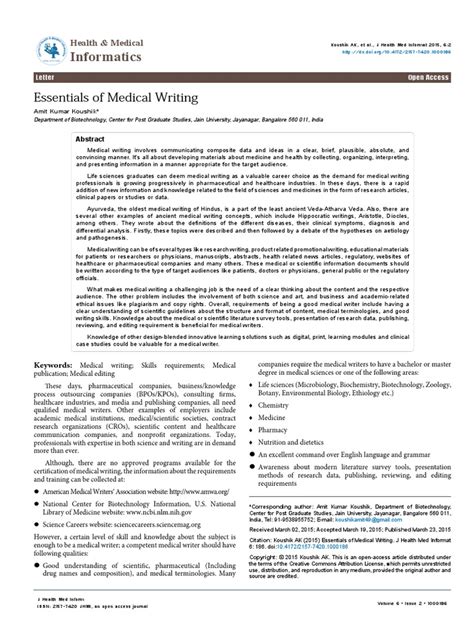 Image result for Medical Writing Samples