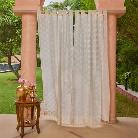 Embroidered Floral Sheer Curtain for Doors & Windows - Loops & Channel ...