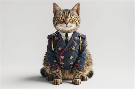 A cat wearing military uniform | Premium AI-generated image