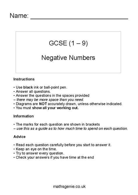 Image result for Negative Numbers Questions Year 9