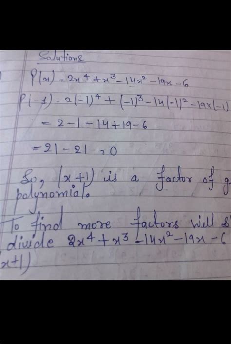 Factorise: 2x^4+x^3-14x^2-19x-6 - Brainly.in