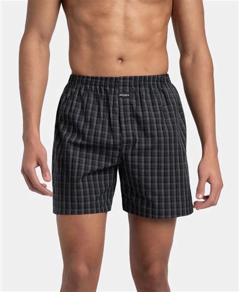 Buy Super Combed Mercerized Cotton Woven Checkered Boxer Shorts with ...