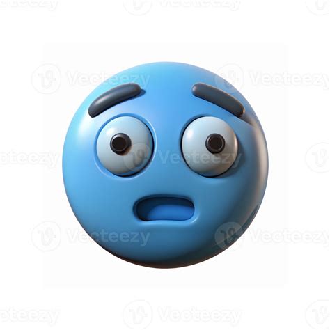 Shocked Blue Emoji Face with Raised Eyebrows and Wide Open Eyes ...