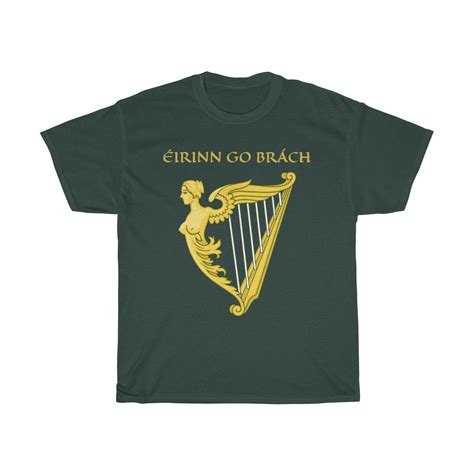 Eirinn Go Brach T-Shirt: Irish Harp Flag, Ireland Pride