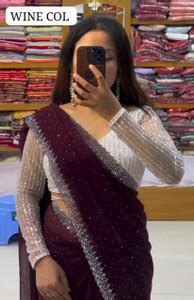 Buy Dev Solid/Plain, Self Design, Embroidered Daily Wear Georgette ...