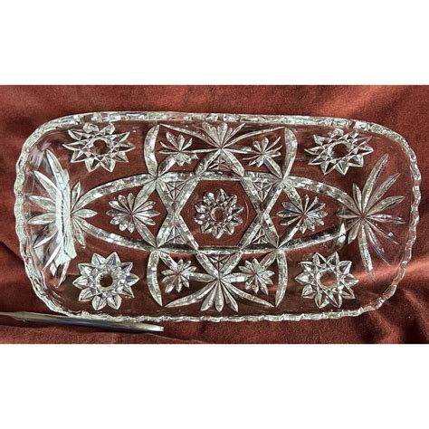 Vintage Anchor Hocking Early American Prescut 12" Serving Dish Clear ...