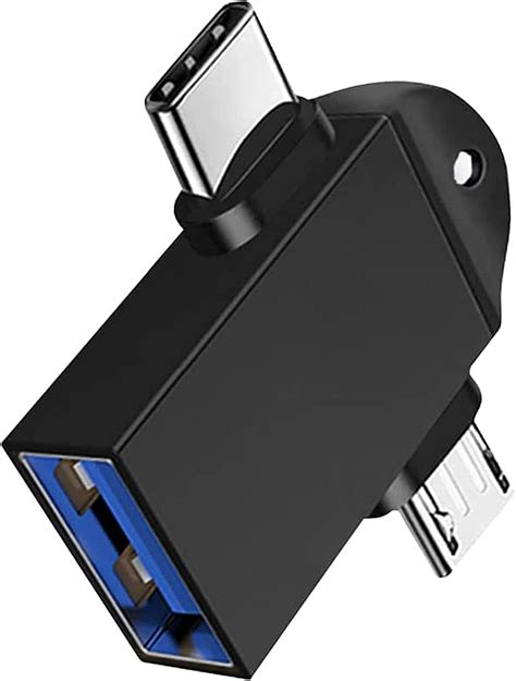 JGD PRODUCTS 2 in 1 (Black) OTG Adapter Micro USB+USB Type C to USB ...