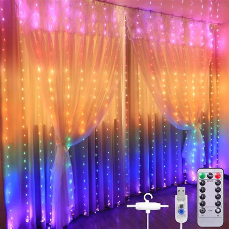Buy Gesto USB Curtain LED String Lights – 300 Multicolor RGB Fairy ...