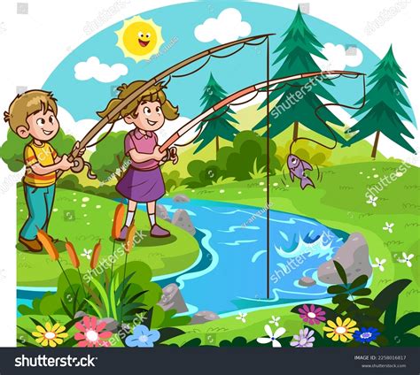 Kids Ice Fishing Clip Art