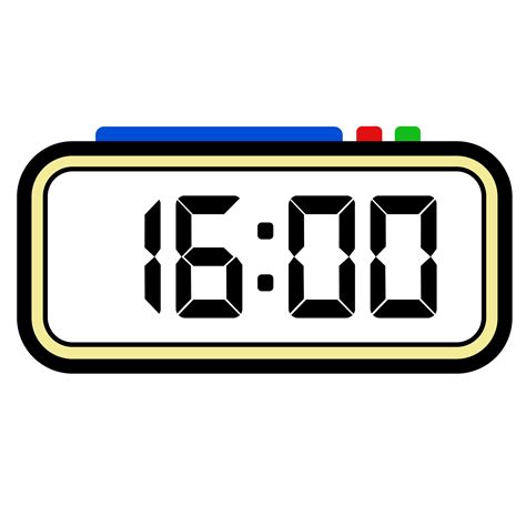 Digital Clock Time Show 16.00, Clock 24 Hours Illustration, Time ...