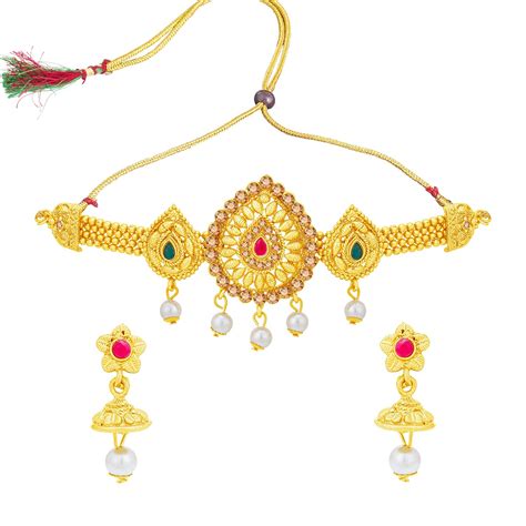Sukkhi Trendy Gold Plated Choker Necklace Set For Women (NS102114 ...