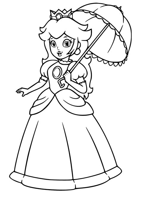 Mario Characters Coloring Pages Princess Peach