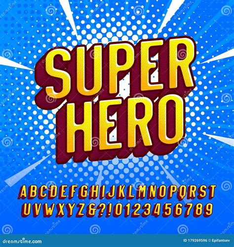 Superhero Alphabet Font. Letters and Numbers in Retro Comic Style ...