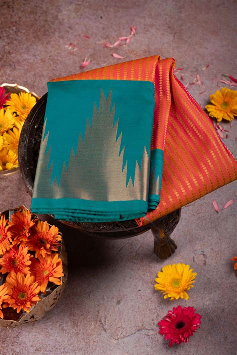 Honey orange semi silk saree – Priyangaa