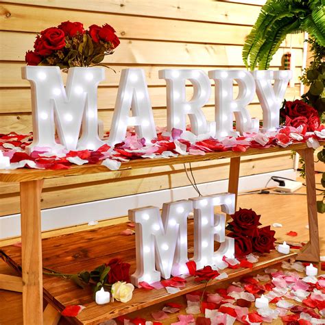 Marry Me Letters Light Proposal Decorations Set Includes 7 LED Marry Me ...