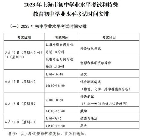 上海中考时间2023年具体时间表_上海中考时间一般在几月几号_4221学习网