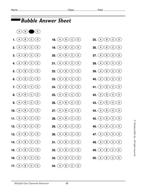 Multiple Choice Answer Sheet 的图像结果