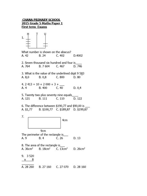 Class 5 Maths Question Paper 的图像结果