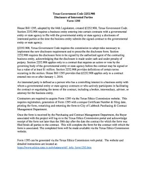 Fillable Online Disclosure of Interested Parties TAC 2252-908 Fax Email ...